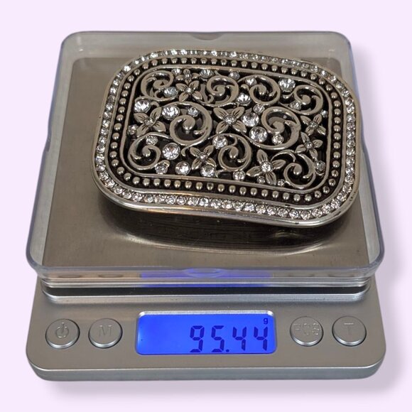 Swirly Floral Rhinestone Belt Buckle - Picture 6 of 6